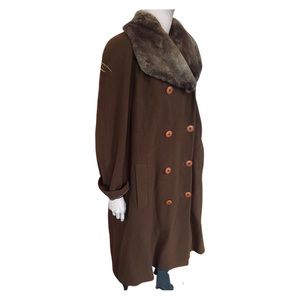 Women’s Barney’s New York Wool Coat W/ Chinchilla Fur Collar